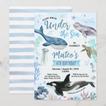 Onder de Zee Verjaardagsfeest Watercolor Handgetek