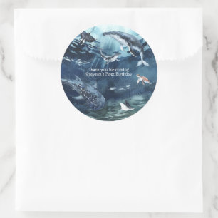 Onder de Zee Verjaardagsfeestje aan de Oceaan Ronde Sticker