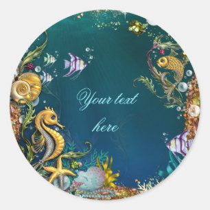 Onder de zee verjaardagsfeestje ronde sticker