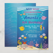 Onder de Zee verjaardagsuitnodiging Kaart (Voorkant / Achterkant)