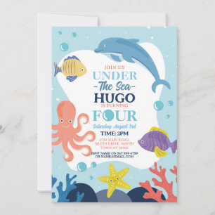 Onder De Zee Vier Oceaan Dolfijn Octopus 4de Kaart
