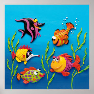 Onder de Zee Vis Baby Jongen Shower Nursery Poster