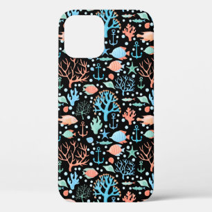 Onder de Zee Waterverf Pattern Dark iPhone 12 Pro Hoesje