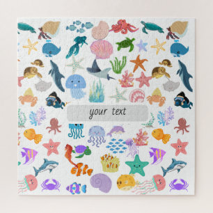 Onder de Zee, Waterverf Print, Decor Fijn Legpuzzel