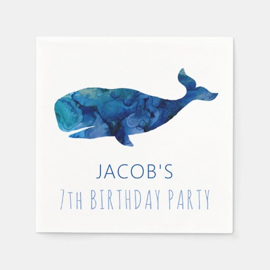 Onder de Zee Waterverf walvis Servet (Voorkant)