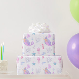 Onder De Zee Zeemeermin Meisje 1e Verjaardag Zeele Cadeaupapier