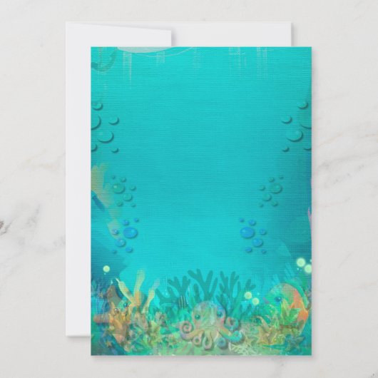 Onder De Zee & Zeemeermin Verjaardagsfeestje Bedankkaart (Achterkant)