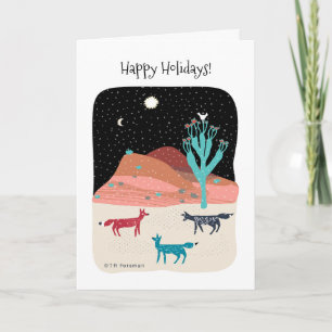 Onder een toenemende Maan + heldere ster, drie Feestdagen Kaart