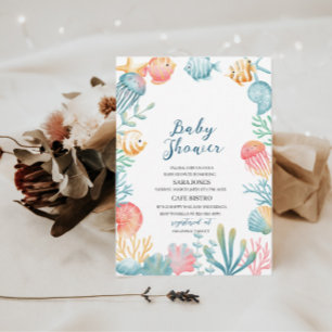 Onder het Baby shower van de Waterverf van de Zee  Kaart