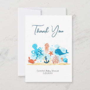 Onder het Baby shower van het Zee Hartelijk dank Bedankkaart