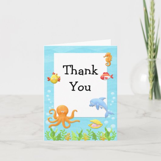 Onder het Baby shower van het Zee Hartelijk dank Bedankkaart (Voorkant)