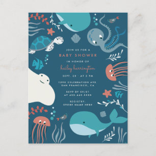 Onder het Baby shower van het Zee nobels Uitnodiging Briefkaart
