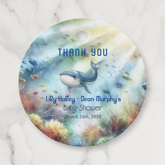 Onder het Baby shower Zee Bedankjes Labels (Voorkant)