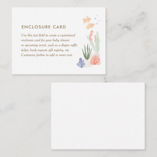 Onder het Baby shower Zee Informatiekaartje (Voorkant / Achterkant)