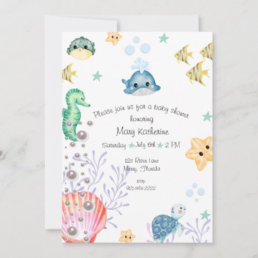 Onder het Baby shower Zee Kaart (Voorkant)