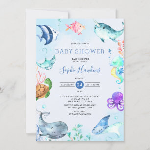 Onder het Baby shower Zee Ocean Couples Kaart