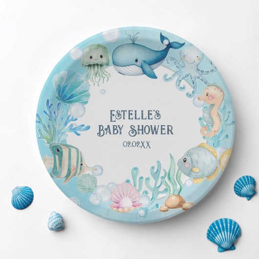 Onder het Baby shower Zee Papieren Bordje