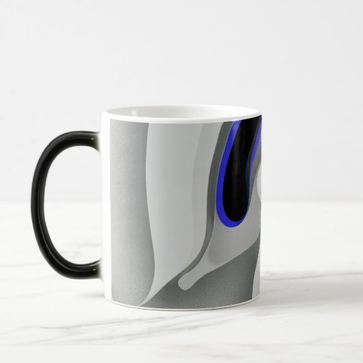 Onder het blauw: Abstract grijs, zwart & blauw Magische Mok (Links)