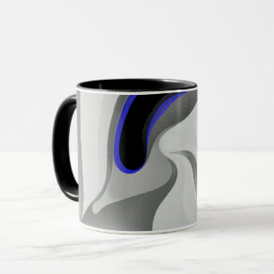 Onder het blauw: Abstract grijs, zwart & blauw Mok
