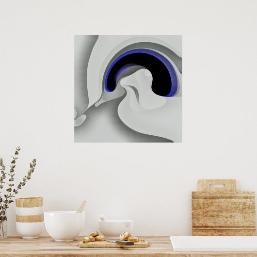 Onder het blauw: Abstract grijs, zwart & blauw Poster (Keuken)