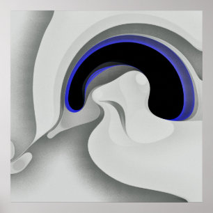 Onder het blauw: Abstract grijs, zwart & blauw Poster