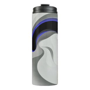 Onder het blauw: Abstract grijs, zwart & blauw Thermosbeker
