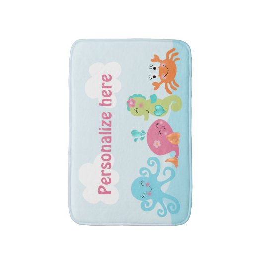 Onder het Kind Zee/Roze walvis Badmat (Voorkant Verticaal)