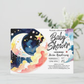 Onder het Night Sky Baby shower Kaart (Staand voorkant)