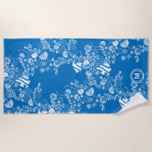 Onder het Ocean Blue Pattern Monogram Strandlaken (Voorkant)