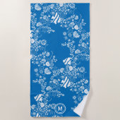 Onder het Ocean Blue Pattern Monogram Strandlaken (Voorkant)