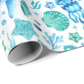 Onder het Patroon van de Waterverf van het Zee Cadeaupapier (Rol Hoek)