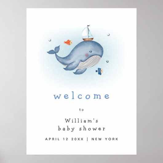 Onder het See Whale Boat Baby shower welkom Poster (Voorkant)