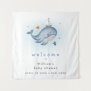 Onder het See Whale Boat Baby shower welkomstbord Wandkleed