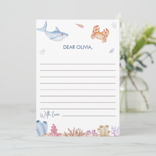 Onder het Zee 1e Verjaardag Tijd Capsule Notecard Kaart (Staand voorkant)