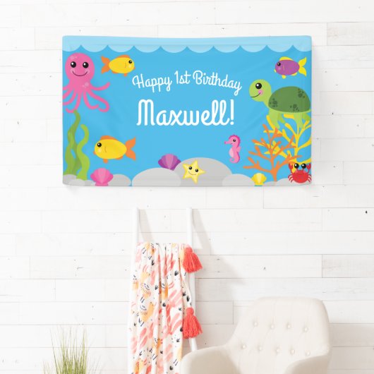 Onder het Zee 1e Verjaardagsfeest Banner Decor (Insitu)