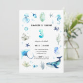 Onder het Zee 3e verjaardagsuitnodiging Kaart (Staand voorkant)