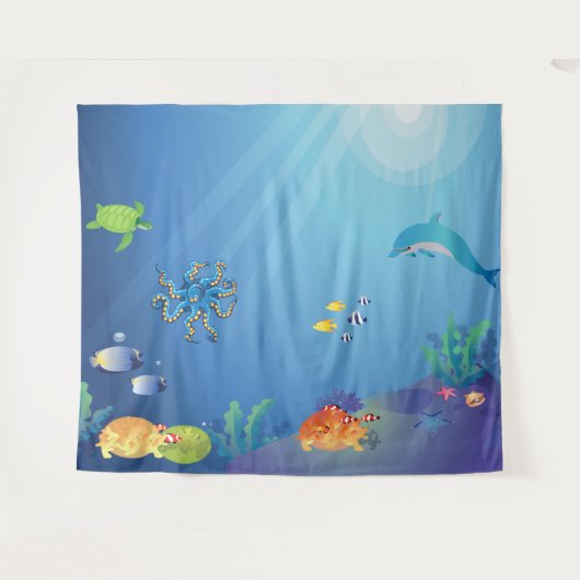 Onder het Zee achtergrond voor kinderen Wandkleed (Voorkant (horizontaal))