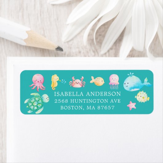 Onder het Zee Adventure Baby shower Etiket (Insitu)