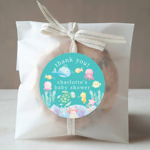 Onder het Zee Adventure Baby shower Ronde Sticker