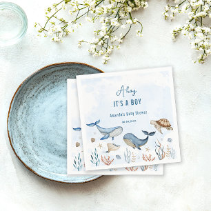 Onder het zee Ahoy Het is een Boy Baby shower Servet
