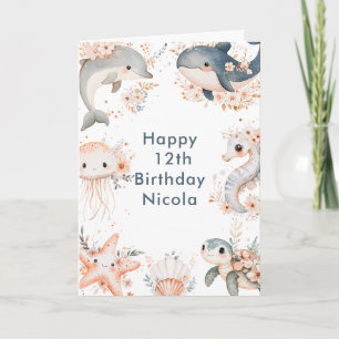 Onder het Zee Animals Birthday Party Kaart