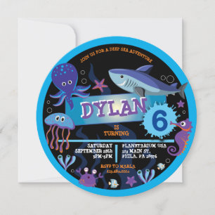 ONDER HET ZEE Aquarium Verjaardagsfeestuitnodiging Kaart