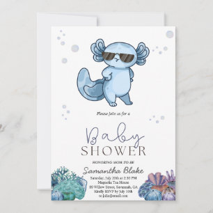 Onder het Zee Axolotl Baby shower Invitation Kaart
