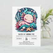 Onder het Zee Axolotl Party Verjaardag Kaart (Staand voorkant)