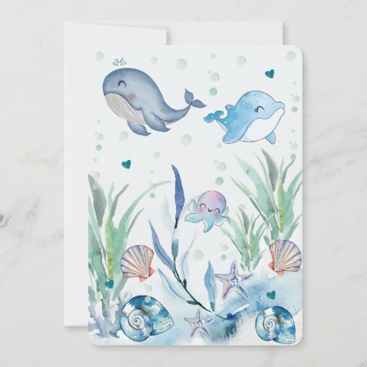 Onder het zee Baby Boy Douche Uitnodigingen (Achterkant)