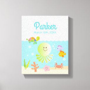 Onder het Zee Baby Nursery Decor Canvas Afdruk