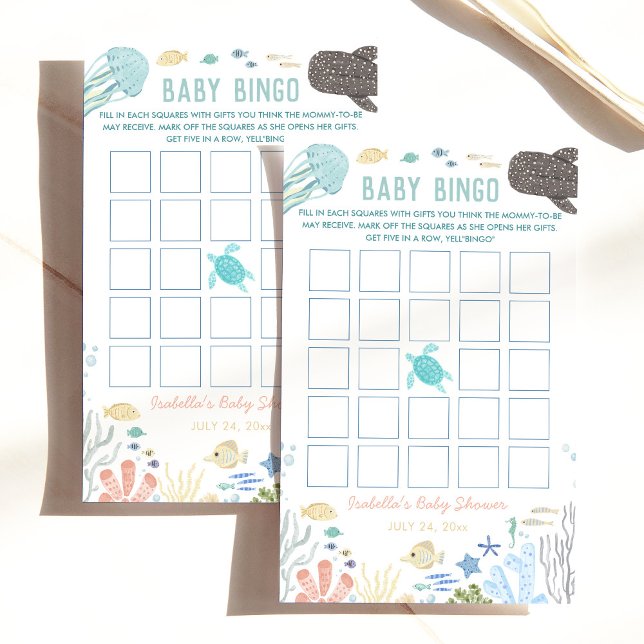 Onder het Zee Baby shower Baby Bingo (Creator heeft geüpload)