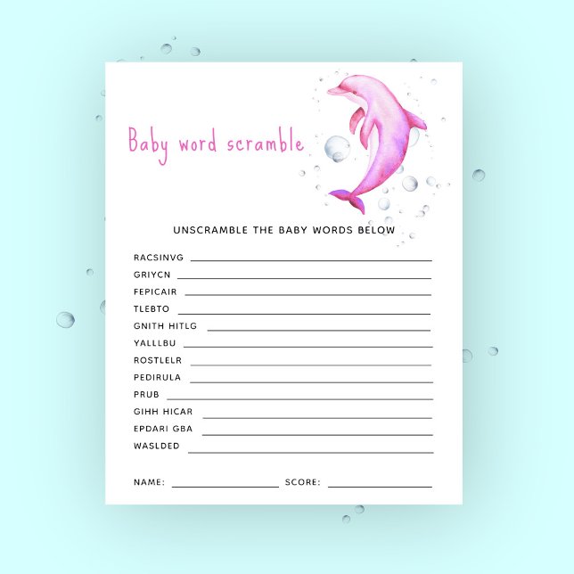 Onder het zee baby shower - Baby Word Scramble (Creator heeft geüpload)
