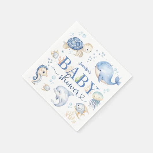 Onder het Zee Baby shower Boy Ocean Paper servette Servet (Hoek)