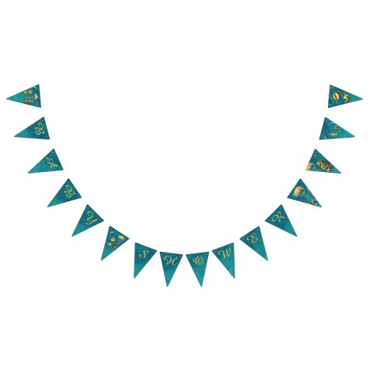 Onder het Zee Baby shower Bunting Flags Vlaggetjes (Alle)